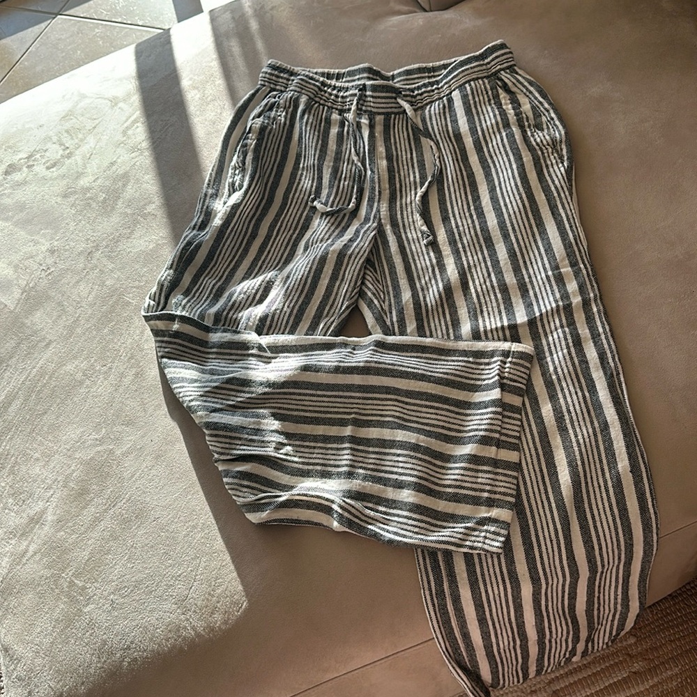 BLACK & WHITE STRIPED LOUNGE PANT -Small